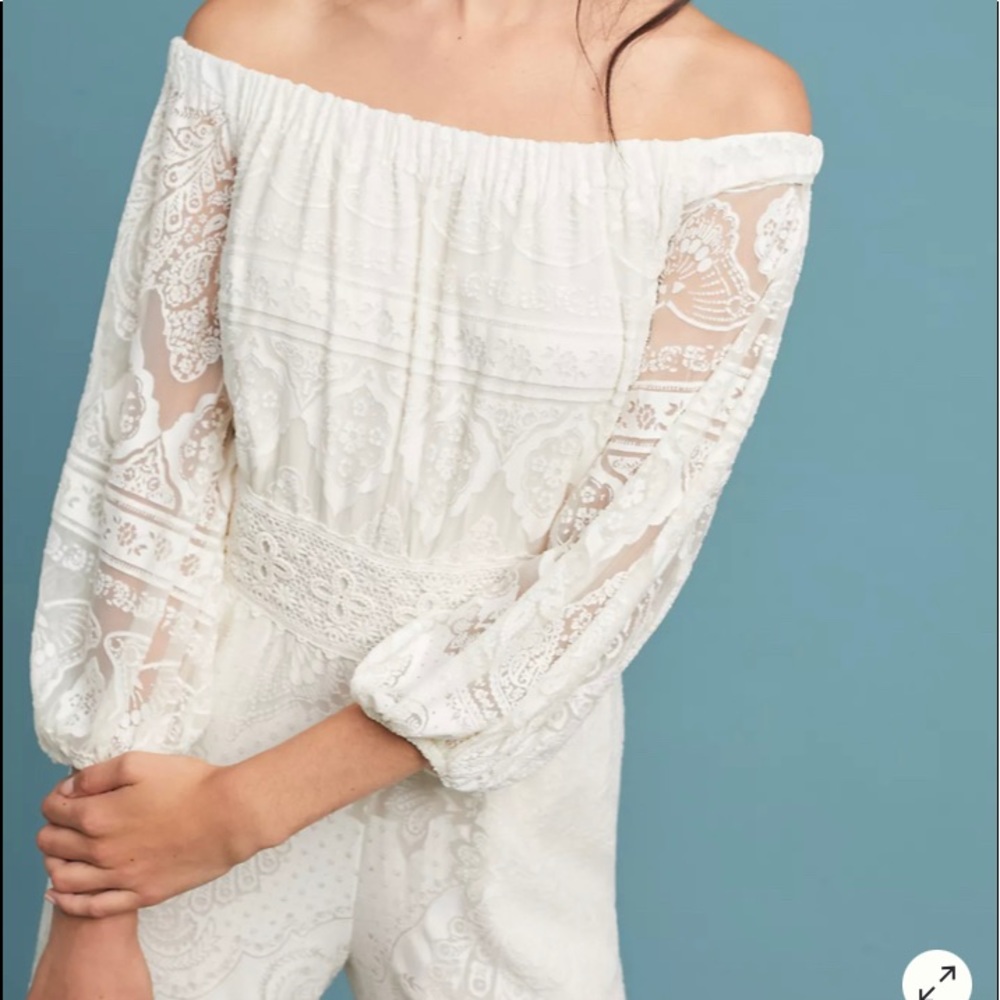 Anthropologie Off The Shoulder Jumpsuit